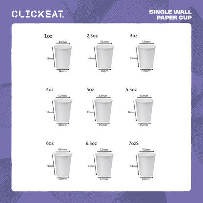 7oz Single Paper cup with water based liner