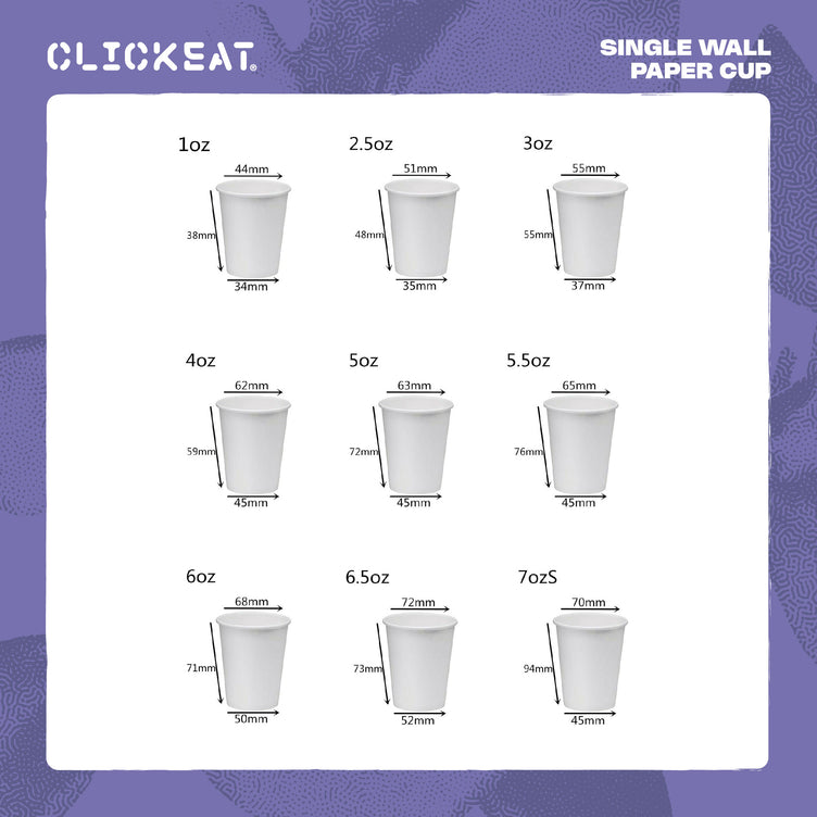 7oz Single Paper cup with water based liner